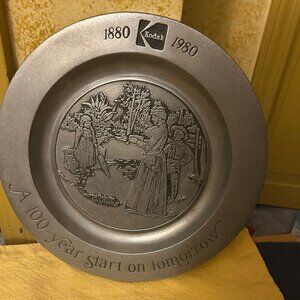 Vintage 1980 Kodak 100th Anniversary  commemorative  plate made of pewter  10 in
